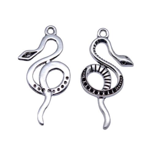 Zinc Alloy Animal Pendants, Snake, plated, DIY, antique silver color 