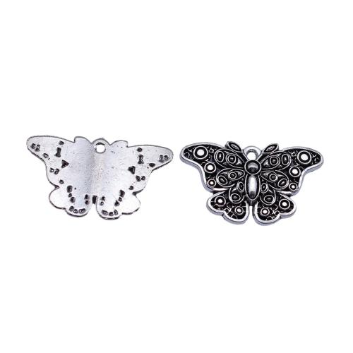Zinc Alloy Animal Pendants, Butterfly, plated, DIY, antique silver color 