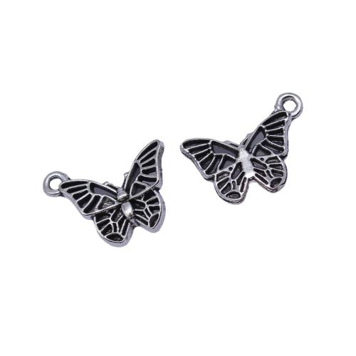 Zinc Alloy Animal Pendants, Butterfly, plated, DIY, antique silver color 