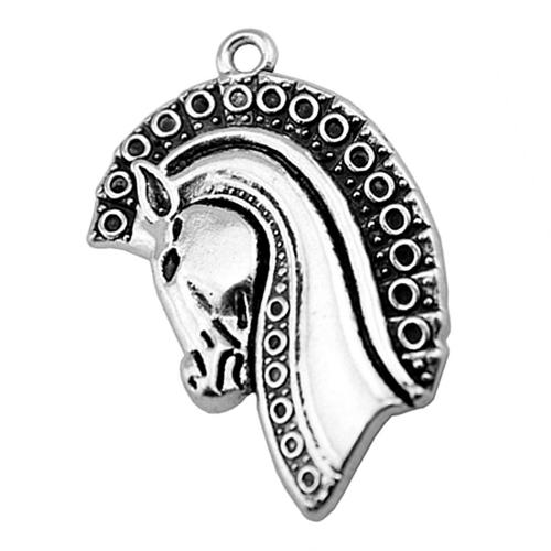 Zinc Alloy Animal Pendants, Horse, plated, DIY, antique silver color 