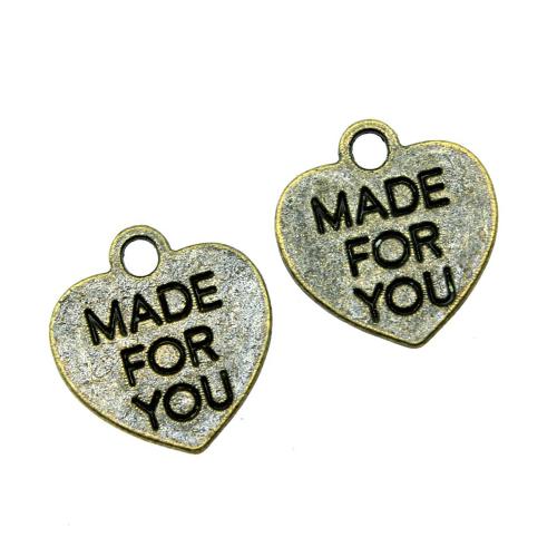 Colgantes de Aleación de Zinc en Forma de Corazón, chapado, Bricolaje, color de bronce antiguo, 20PCs/Bolsa, Vendido por Bolsa