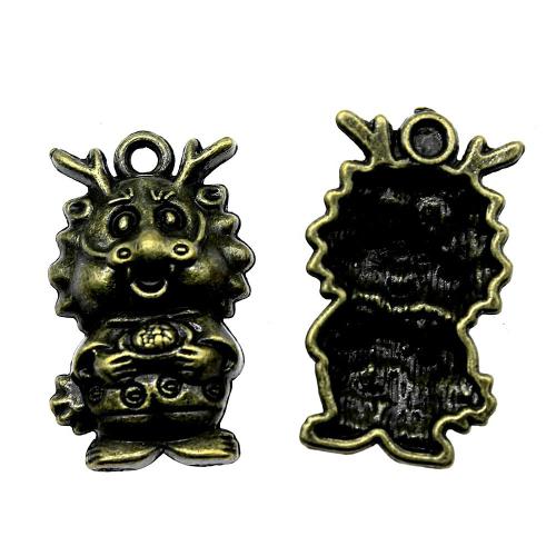 Bijoux pendentifs en Zinc alliage , alliage de zinc, dragon, Placage, DIY, couleur bronze antique Vendu par sac