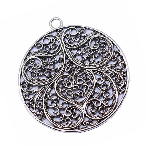 Pendentifs creux en alliage de zinc, Rond, Placage, DIY, Vendu par PC