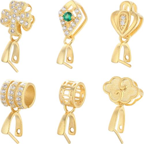 Sterlingsilber Schmuck Schlaufe, 925er Sterling Silber, matt vergoldet, DIY & verschiedene Stile für Wahl & mit Strass, verkauft von PC