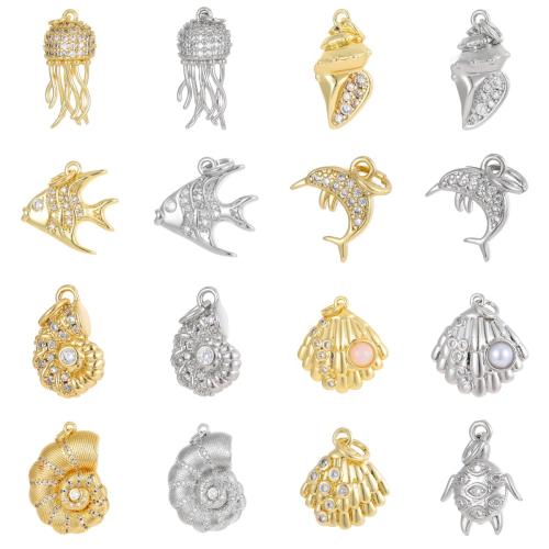 Cubic Zirconia Micro Pave Brass Pendant, Copper, plated, DIY & micro pave cubic zirconia 