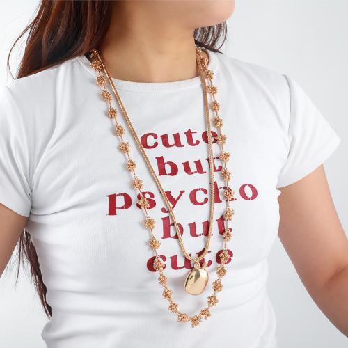 Chaîne en alliage de zinc de fer Collier Pull, Placage de couleur d'or, bijoux de mode & multicouche, plus de couleurs à choisir, Vendu par PC[