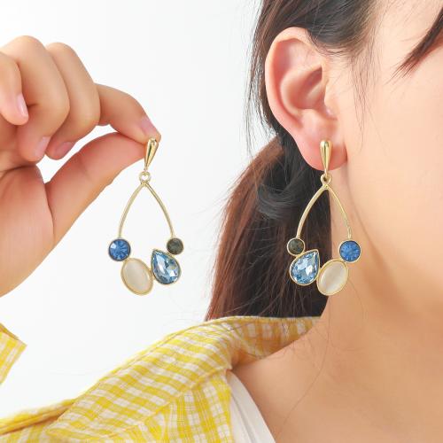 Zink Legierung Strass Tropfen Ohrring, Zinklegierung, goldfarben plattiert, Modeschmuck & mit Strass, keine, verkauft von Paar