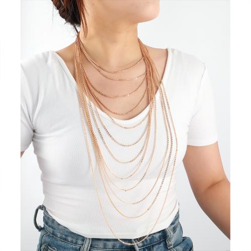 Collier de mode Multi couche, alliage de zinc, Placage de couleur d'or, bijoux de mode & multicouche, plus de couleurs à choisir, Vendu par PC