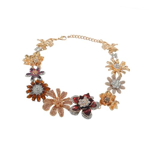 Rhinestone Zinc Alloy Necklace, gold color plated, fashion jewelry & with rhinestone 