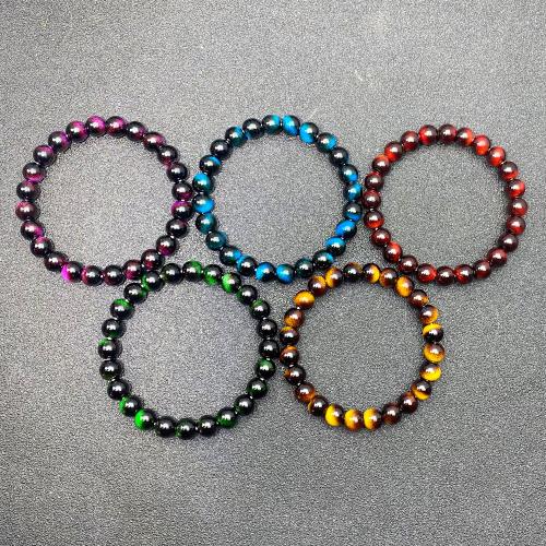 Bracelets en pierres oeil de tigre, Placage de couleur d'or, bijoux de mode, plus de couleurs à choisir, Vendu par PC