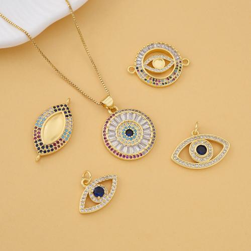 Mode Evil Eye Pendentif, laiton, Placage, DIY & pavé de micro zircon & boucle de 1/1, plus de couleurs à choisir, Vendu par PC