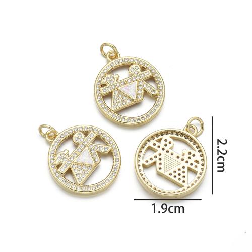 Cubic Zirconia Micro Pave Brass Pendant, with Opal, plated, DIY & micro pave cubic zirconia 