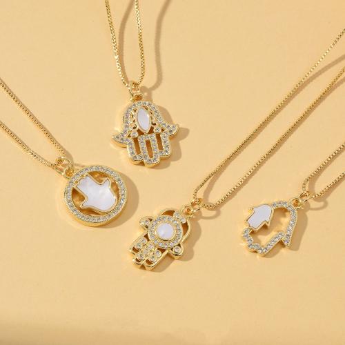 Cubic Zirconia Micro Pave Brass Pendant, with White Shell, plated, DIY & micro pave cubic zirconia & 1/1 loop 