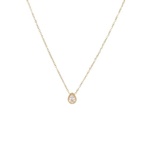 Zirkonia Edelstahl Halskette, 304 Edelstahl, plattiert, verschiedene Stile für Wahl & Micro pave Zirkonia & für Frau, keine, verkauft von PC