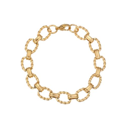 Bracelets en acier inoxydable, Acier inoxydable 304, Plaqué or 18K, bijoux de mode & unisexe, Vendu par PC