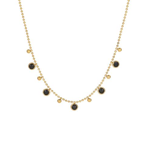 Zirkonia Edelstahl Halskette, 304 Edelstahl, mit kubischer Zirkonia, plattiert, Modeschmuck & für Frau, keine, verkauft von PC