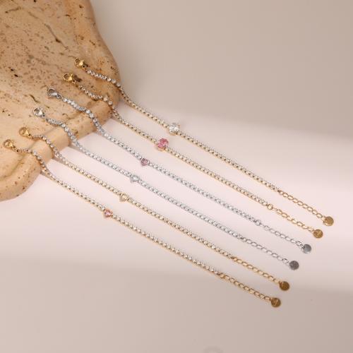 Bracelets en acier inoxydable, Acier inoxydable 304, avec zircon cubique, Placage, bijoux de mode & styles différents pour le choix & pour femme, plus de couleurs à choisir, Vendu par PC