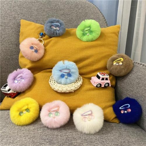 Fur Plush Key Chain, Zinc Alloy, with Polyester & Resin, multifunctional & for woman 