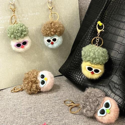 Fur Plush Key Chain, Zinc Alloy, with Polyester & Resin, multifunctional & Unisex 145mm 