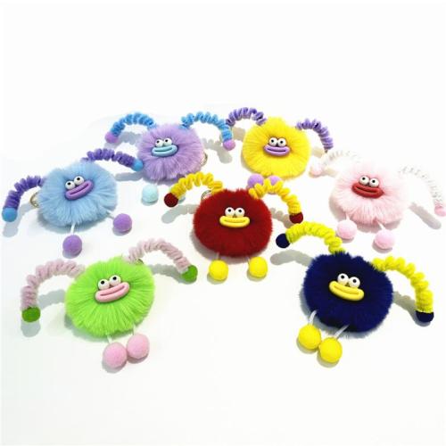 Fur Plush Key Chain, Zinc Alloy, with Polyester & Resin, multifunctional & Unisex 