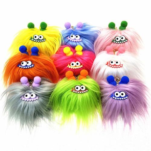 Fur Plush Key Chain, Zinc Alloy, with Polyester & Resin, multifunctional & Unisex 