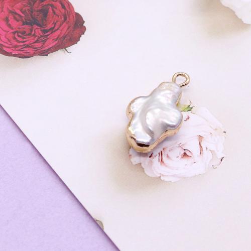 pendentif en laiton de perle d'eau douce cultivée, avec laiton, croix, DIY, couleurs mélangées, Vendu par PC