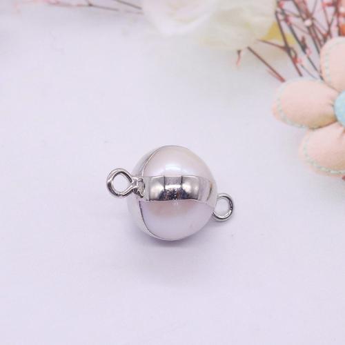 Freshwater Pearl Connector, with Brass, Round, DIY, mixed colors 