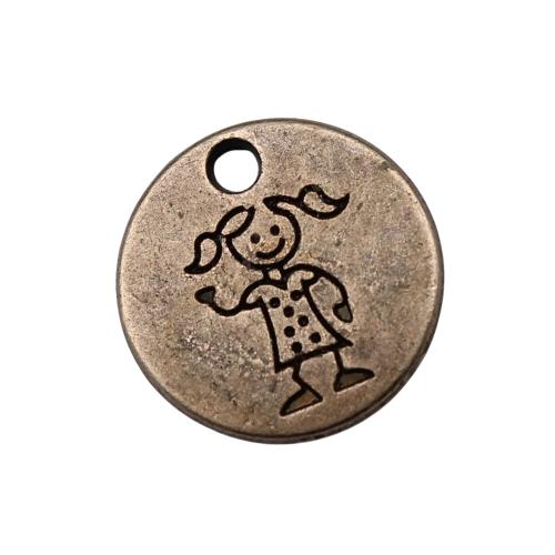 le pendentif d'étiquette en alliage de zinc, Rond, Placage, DIY, couleur bronze antique Vendu par sac