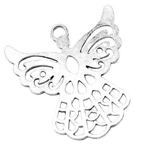 Zinc Alloy Animal Pendants, Angel, plated, DIY & hollow, antique silver color 