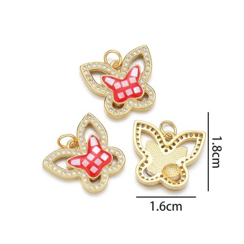 Cubic Zirconia Micro Pave Brass Pendant, with Shell, plated, DIY & micro pave cubic zirconia & enamel 