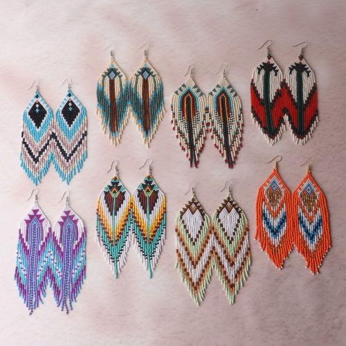 Mode erstellen Glas Samen Ohrring, mit Seedbead & Messing, plattiert, Modeschmuck, keine, verkauft von Paar