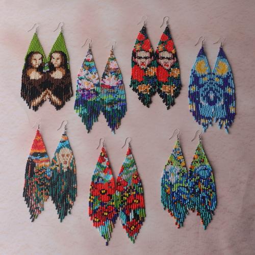 Mode erstellen Glas Samen Ohrring, mit Seedbead & Zinklegierung, goldfarben plattiert, Modeschmuck, keine, verkauft von PC