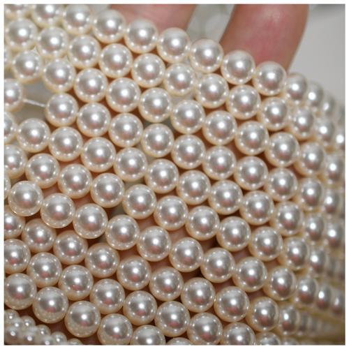 Perlmuttartige Glasperlen, DIY, weiß, Länge:40 cm, verkauft von Strang