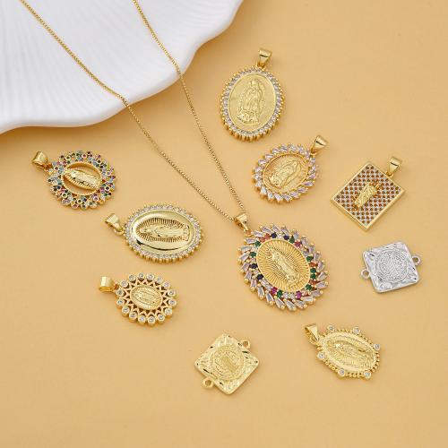 Cubic Zirconia Micro Pave Brass Pendant, plated, DIY & micro pave cubic zirconia & 1/1 loop 