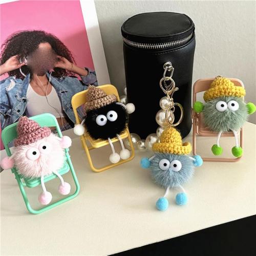 Fur Plush Key Chain, Zinc Alloy, with Polyester & Resin, fashion jewelry & Unisex 