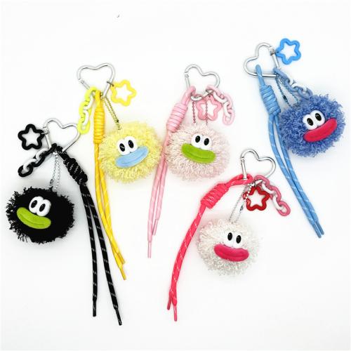 Fur Plush Key Chain, Zinc Alloy, with Polyester & Resin & Plastic, fashion jewelry & Unisex 