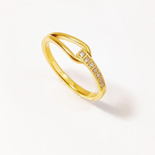 Bague en acier inoxydable , Acier inoxydable 304, Placage, normes différentes pour le choix & pour femme & avec strass & creux, plus de couleurs à choisir, Vendu par PC