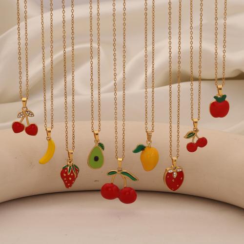 ステンレス鋼のジュエリーネックレス, 304ステンレススチール, メッキ, 異なるスタイルを選択 & 女性用 & エナメル, 金色, 売り手 パソコン