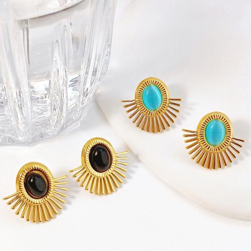 Boucle en acier inoxydable zircons cubiques, Acier inoxydable 304, avec zircon cubique, Placage de couleur d'or, bijoux de mode & pour femme, plus de couleurs à choisir, Vendu par paire