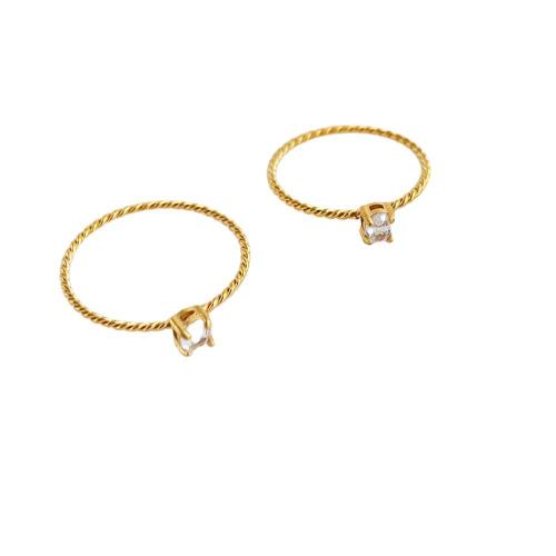 Bague en acier inoxydable Incrusté de zircon, Acier inoxydable 304, avec zircon cubique, Placage, bijoux de mode & normes différentes pour le choix & pour femme, doré, Vendu par PC