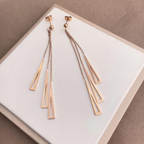 Boucle d'oreille goutte inox, Acier inoxydable 304, Placage, bijoux de mode & pour femme & creux, couleur or rose, Vendu par paire