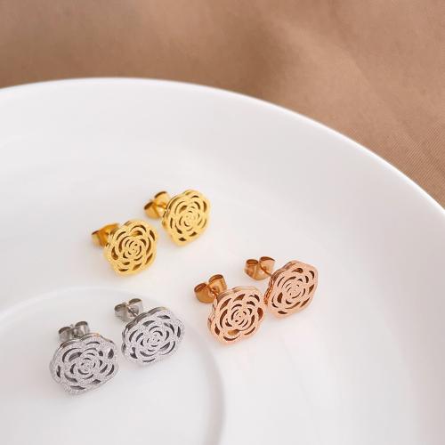 Boucle en acier inoxydable, Acier inoxydable 304, Rose, Placage, bijoux de mode & pour femme & creux, plus de couleurs à choisir, Vendu par paire