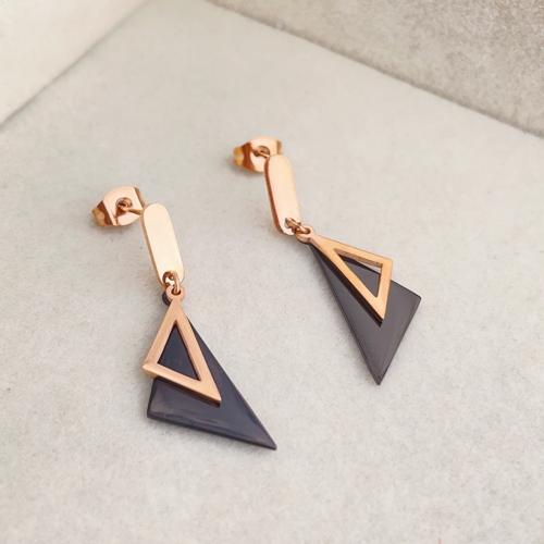 Boucle d'oreille goutte inox, Acier inoxydable 304, avec Acrylique, Placage, bijoux de mode & pour femme & creux, couleur or rose, Vendu par paire