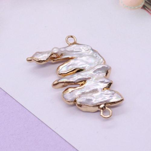 Freshwater Pearl Connector, with Brass, Baroque, gold color plated, DIY, mixed colors 