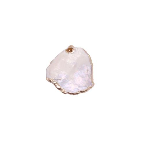 Cultured Freshwater Pearl Brass Pendant, with Brass, DIY, mixed colors 