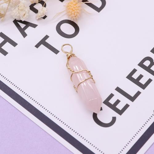 Gemstone Pendantifs en laiton, Pierre naturelle, avec laiton, Placage de couleur d'or, DIY, plus de couleurs à choisir, Vendu par PC