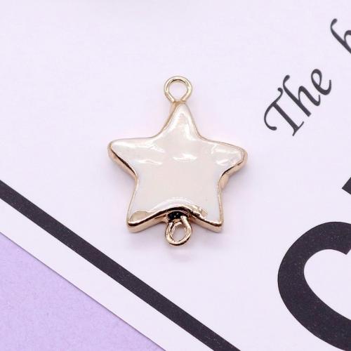 Shell ювелирные изделия разъем, Белая раковина для губ, с Латунь, Звезда, плакирован золотом, DIY, разноцветный, продается PC