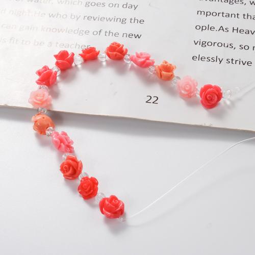 Fleur perles de résine, avec plastique, DIY, couleurs mélangées, 10.3*8.2mm-9*5.8mm .5 cm, Vendu par brin