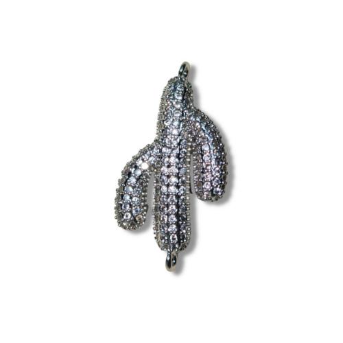 Cubic Zirconia Micro Pave Brass Pendant, Opuntia Stricta, plated, DIY & micro pave cubic zirconia 