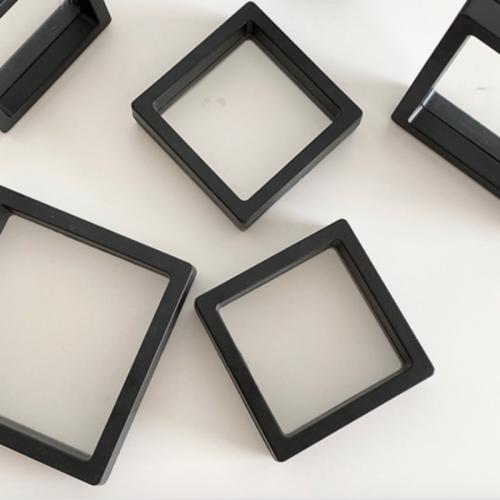 пластик Многофункциональный Ювелирный Футляр, с PE пластиковые, Квадратная форма, прозрачный & разный размер для выбора, черный, продается PC